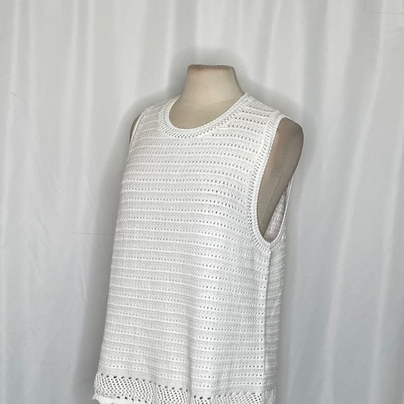 NWT!! J. CREW Factory Crochet Sweater Tank Solid White Scalloped XX-Large XXL - Picture 6 of 11